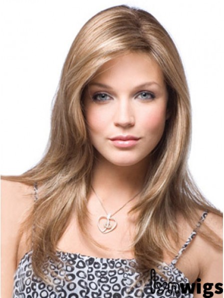 Straight Without Bangs Long Incredible Blonde Synthetic Wigs