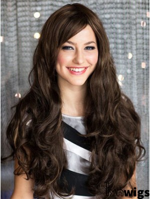 Beautiful Brown Wavy With Bangs Capless Long Wigs