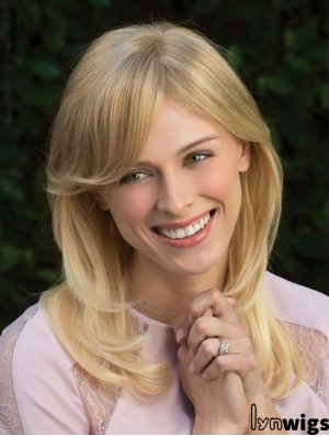 Style Blonde Wavy With Bangs Capless Long Wigs