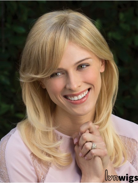 Style Blonde Wavy With Bangs Capless Long Wigs