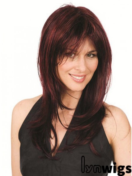 Discount Auburn Straight With Bangs Capless Long Wigs