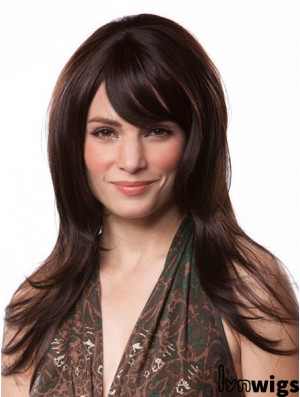 Gorgeous Auburn Straight With Bangs Capless Long Wigs