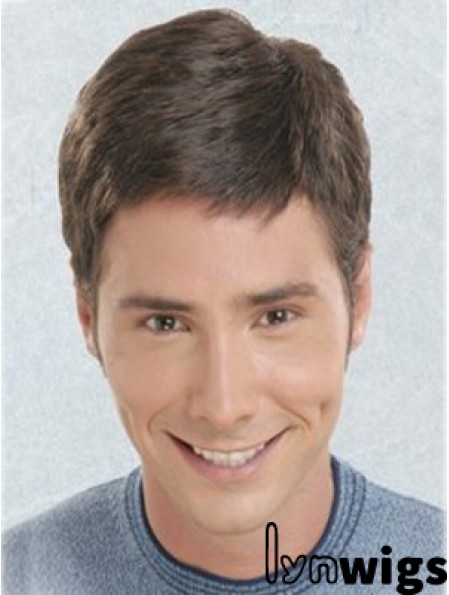 Brown Short Straight Synthetic Lace Front Best Mens Wigs