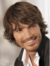 Comfortable Brown Mens Wigs Chin Length Capless Wavy Mens Long Wig