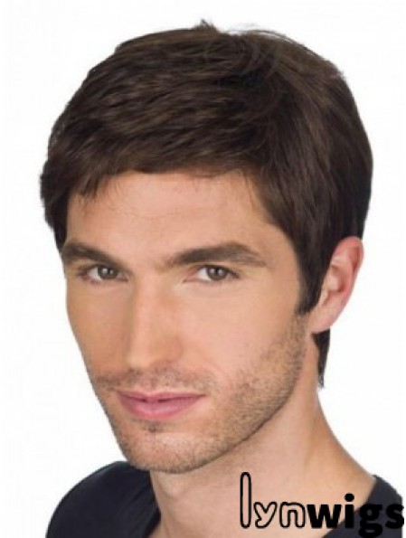 Straight Remy Human Auburn Full Lace Short Wigs For Men With Cancer