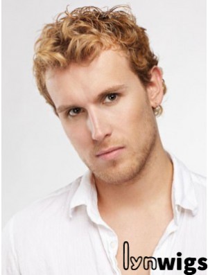 Blonde Short Curly Capless Curly Synthetic Wig Men