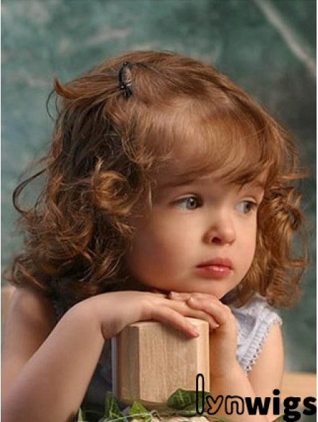 Wigs For Kids With Remy Lace Front Shoulder Length Curly Style