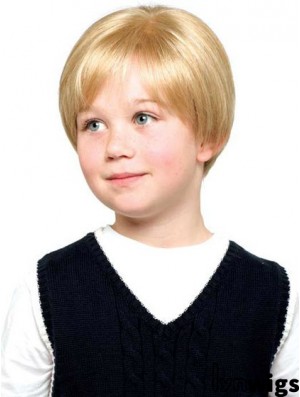 Straight Short Blonde Synthetic Lace Front Kids Wigs