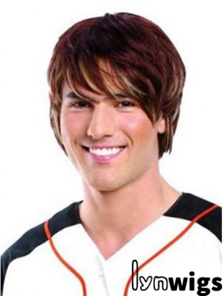 Lace Front Auburn Remy Human Short Straight Mans Wigs