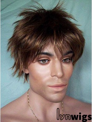 Lace Front Brown Short Straight Synthetic Man Lace Wig