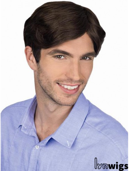 Brown Straight Remy Human 100% Hand Tied Professional Wig For Men