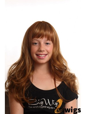 Wavy Long Auburn Synthetic Capless Kids Wigs