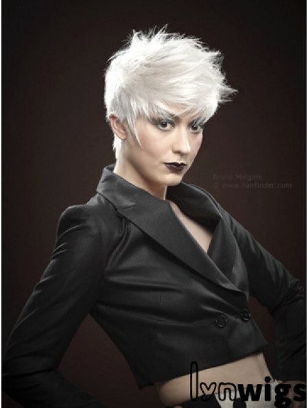 Mono Short Wigs With Remy Monofilament Boycuts Straight Style