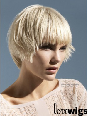 Monofilament Boycuts Short Straight 10 inch Platinum Blonde Convenient Fashion Wigs