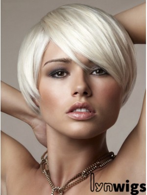 Capless Bobs Short Straight 8 inch Platinum Blonde Online Fashion Wigs