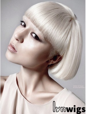 Lace Front Bobs Short Straight 10 inch Platinum Blonde Great Fashion Wigs