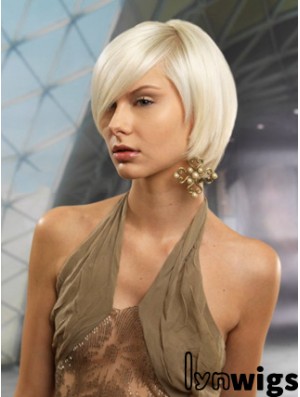 Monofilament Bobs Short Straight 10 inch Platinum Blonde Cheapest Fashion Wigs