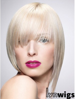 Monofilament Bobs Short Straight 10 inch Platinum Blonde New Fashion Wigs