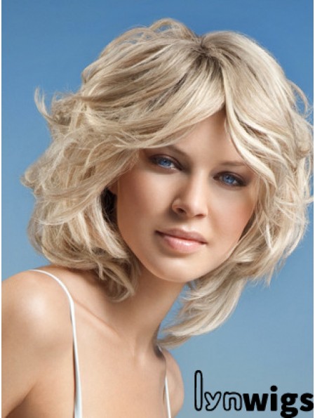 Full Lace Layered Chin Length Wavy 12 inch Platinum Blonde Cheap Fashion Wigs