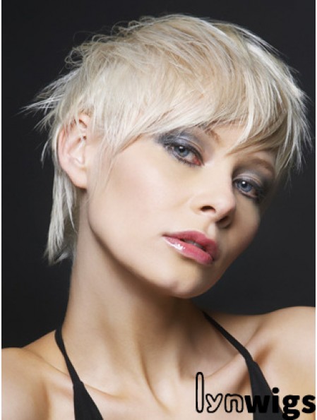 Lace Front Boycuts Short Straight 8 inch Platinum Blonde Ideal Fashion Wigs