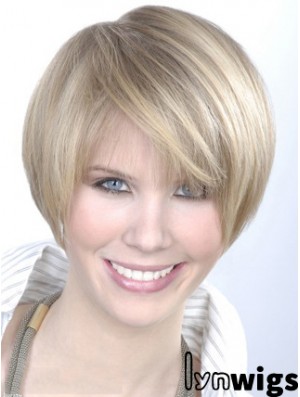 Monofilament Grey Short Straight 8 inch Platinum Blonde Gorgeous Fashion Wigs