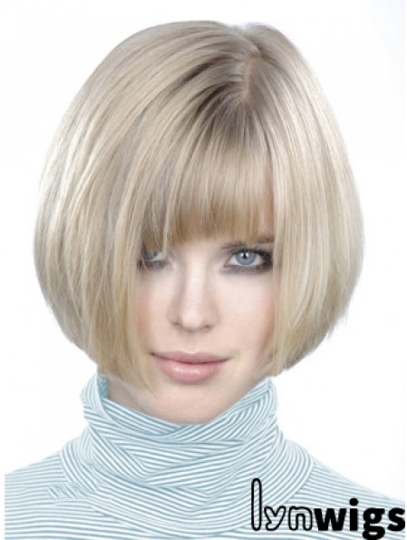 Monofilament Bobs Short Straight 10 inch Platinum Blonde Style Fashion Wigs