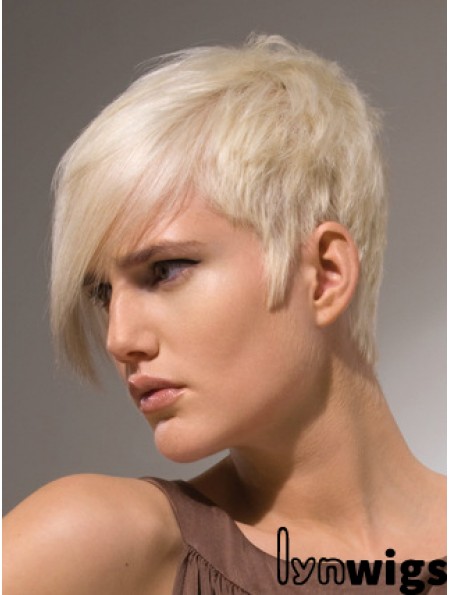 Capless Boycuts Short Straight 8 inch Platinum Blonde Stylish Fashion Wigs