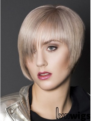 Capless Boycuts Short Straight 10 inch Platinum Blonde Sleek Fashion Wigs