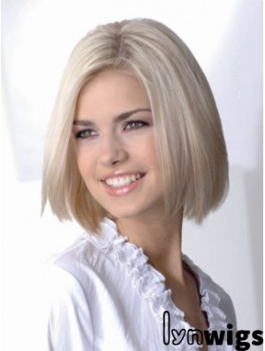 Full Lace Bobs Chin Length Straight 12 inch Platinum Blonde Sassy Fashion Wigs