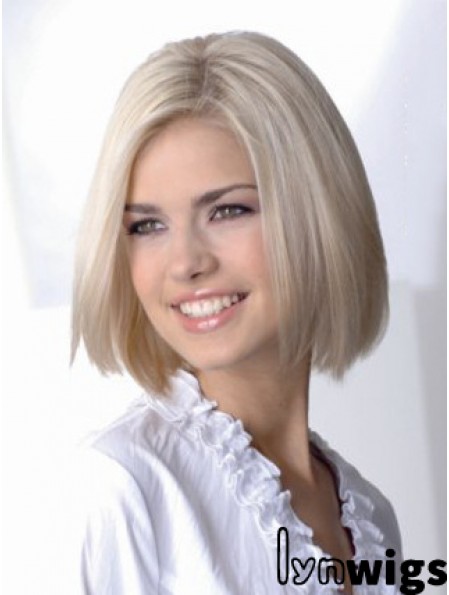 Full Lace Bobs Chin Length Straight 12 inch Platinum Blonde Sassy Fashion Wigs