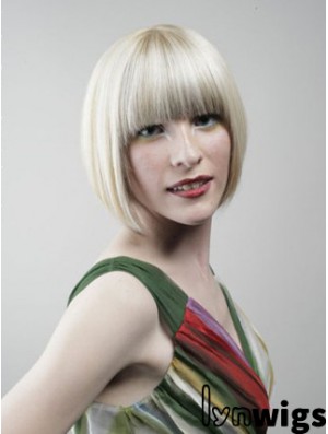 Full Lace Bobs Chin Length Straight 10 inch Platinum Blonde Designed Fashion Wigs