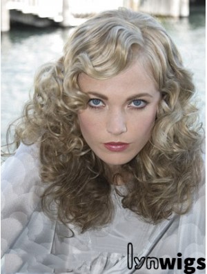 Lace Front Grey Shoulder Length Curly 16 inch Durable Fashion Wigs