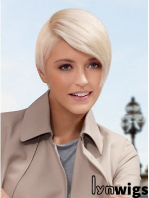 Lace Front Boycuts Short Straight 8 inch Platinum Blonde Style Fashion Wigs