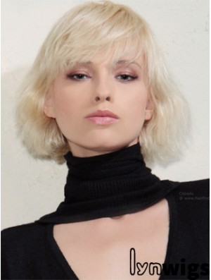 Capless Bobs Chin Length Wavy 12 inch Platinum Blonde New Fashion Wigs