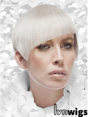 Lace Front Boycuts Short Straight 8 inch Platinum Blonde Cheapest Fashion Wigs