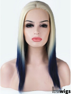 16 inch Ombre/2 Tone Long Without Bangs Straight Fashionable Lace Wigs