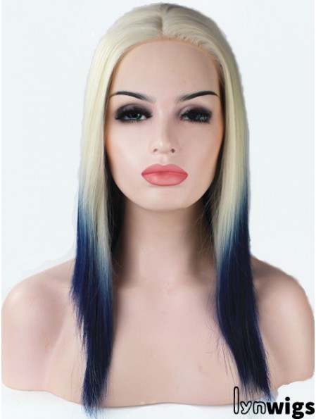 16 inch Ombre/2 Tone Long Without Bangs Straight Fashionable Lace Wigs