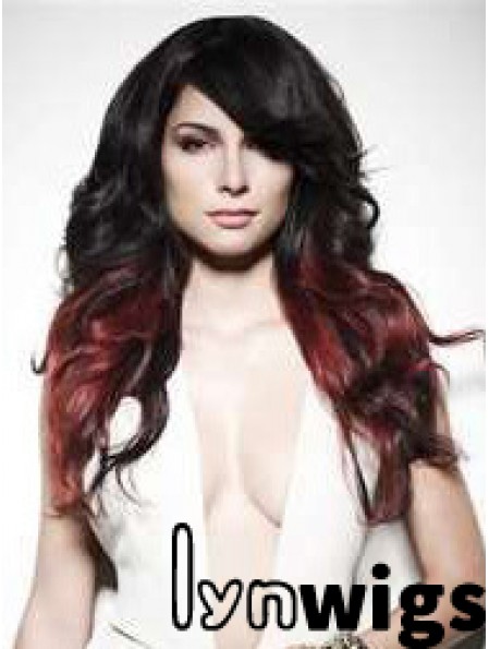 Stylish Ombre/2 Tone Long Wavy With Bangs 22 inch Human Lace Wigs