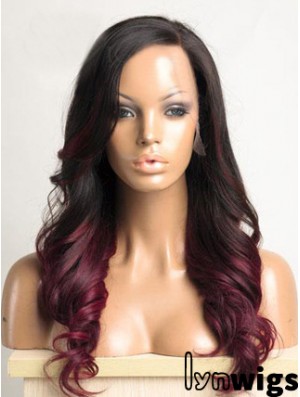 Long Ombre/2 Tone Wavy Without Bangs Ideal African American Wigs