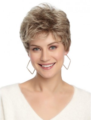 Synthetic Affordable Cropped Wavy Grey Wigs