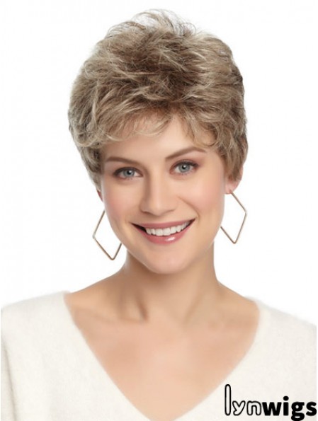 Synthetic Affordable Cropped Wavy Grey Wigs