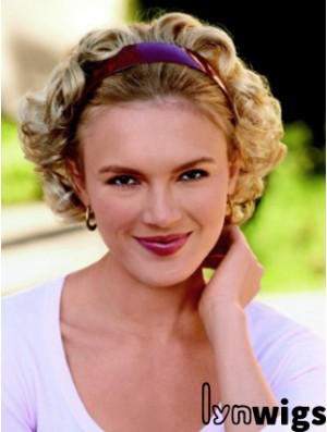 Short Curly Blonde Top Synthetic Half Wigs