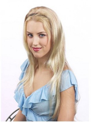 Suitable Blonde Synthetic Straight Hair Falls