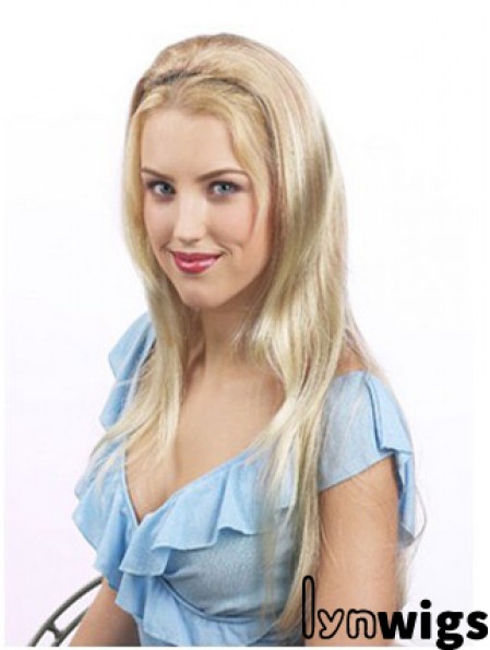 Suitable Blonde Synthetic Straight Hair Falls