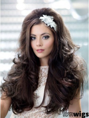 Long Wavy Brown Hairstyles Synthetic Half Wigs