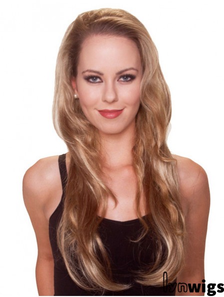 Long Straight Blonde Stylish Synthetic Half Wigs