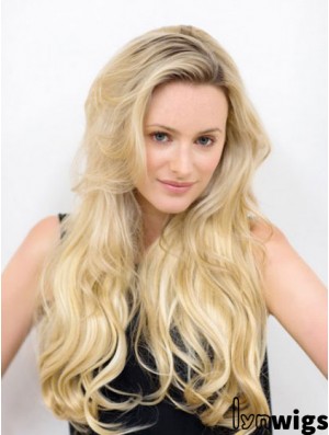 Long Wavy Blonde Best Synthetic Half Wigs