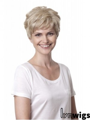 Blonde Curly Short Layered 100% Hand-tied Cheap Hair Online