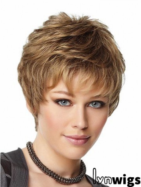 Blonde Wigs Boycuts Cropped Length Capless Synthetic Wavy Style