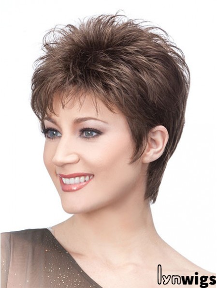 Brown Cropped Straight Boycuts Capless Wig Sales Online